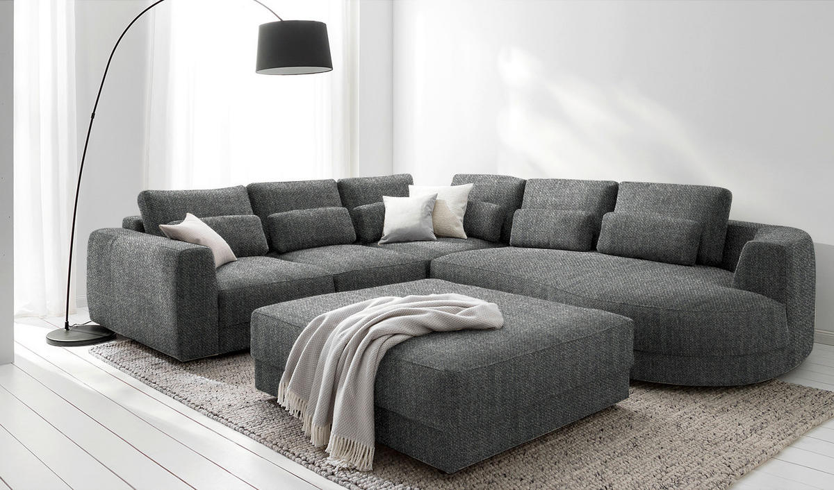 HOCKER in Textil Grau  - Schwarz/Grau, Design, Kunststoff/Textil (105/38/117cm) - home24