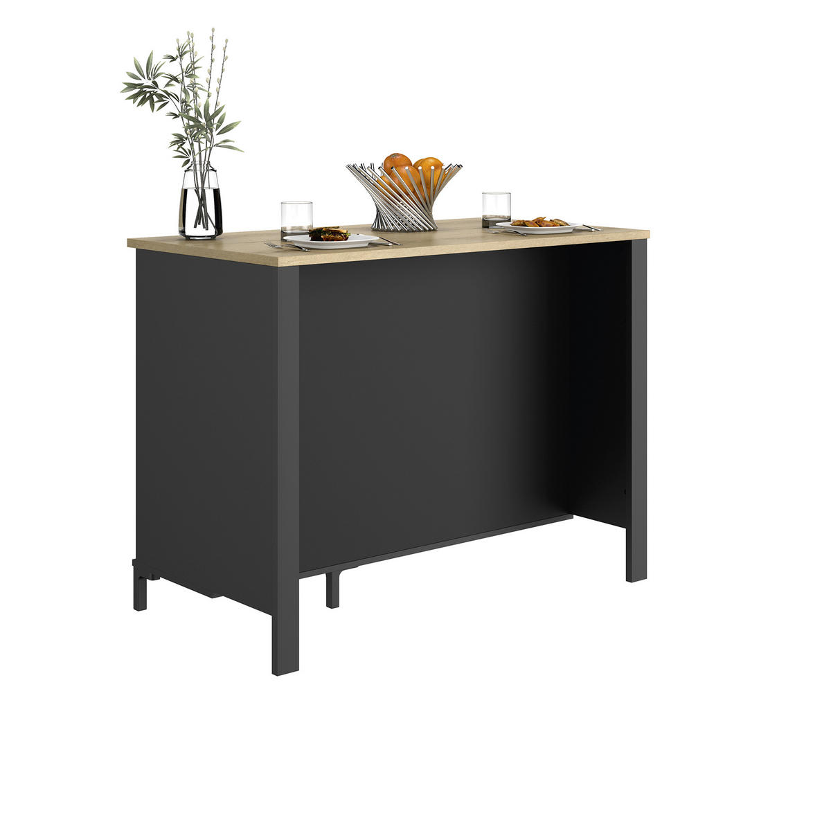 KÜCHENINSEL 120/93/66 cm  in Schwarz, Eichefarben  - Eichefarben/Anthrazit, Trend, Holzwerkstoff/Kunststoff (120/93/66cm) - MID.YOU