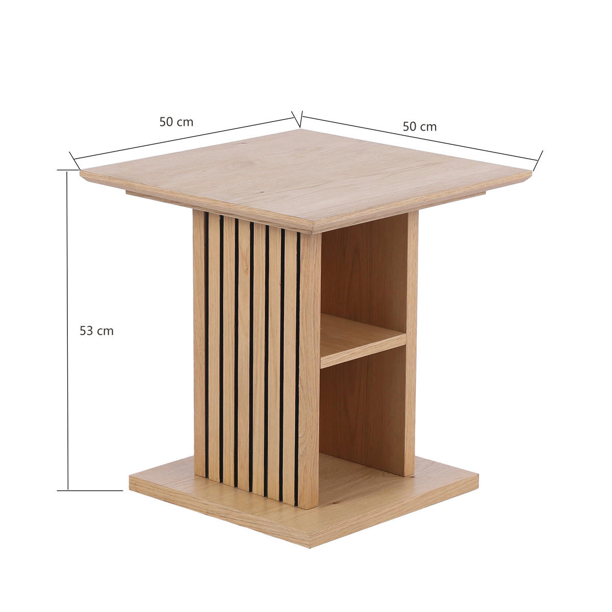 BEISTELLTISCH 50/50/53 cm Eiche furniert Eichefarben quadratisch  - Eichefarben, Natur, Holz/Holzwerkstoff (50/50/53cm) - Stylife