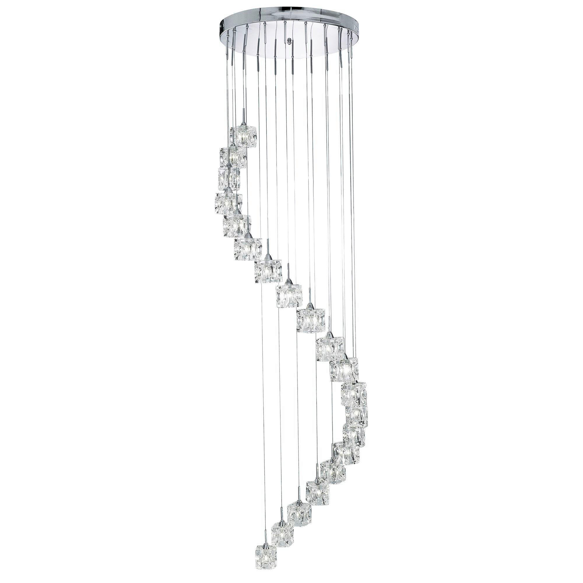 LED-HÄNGELEUCHTE Ice Cube 45/45/180 cm   - Chromfarben, Design, Glas/Metall (45/45/180cm) - Searchlight