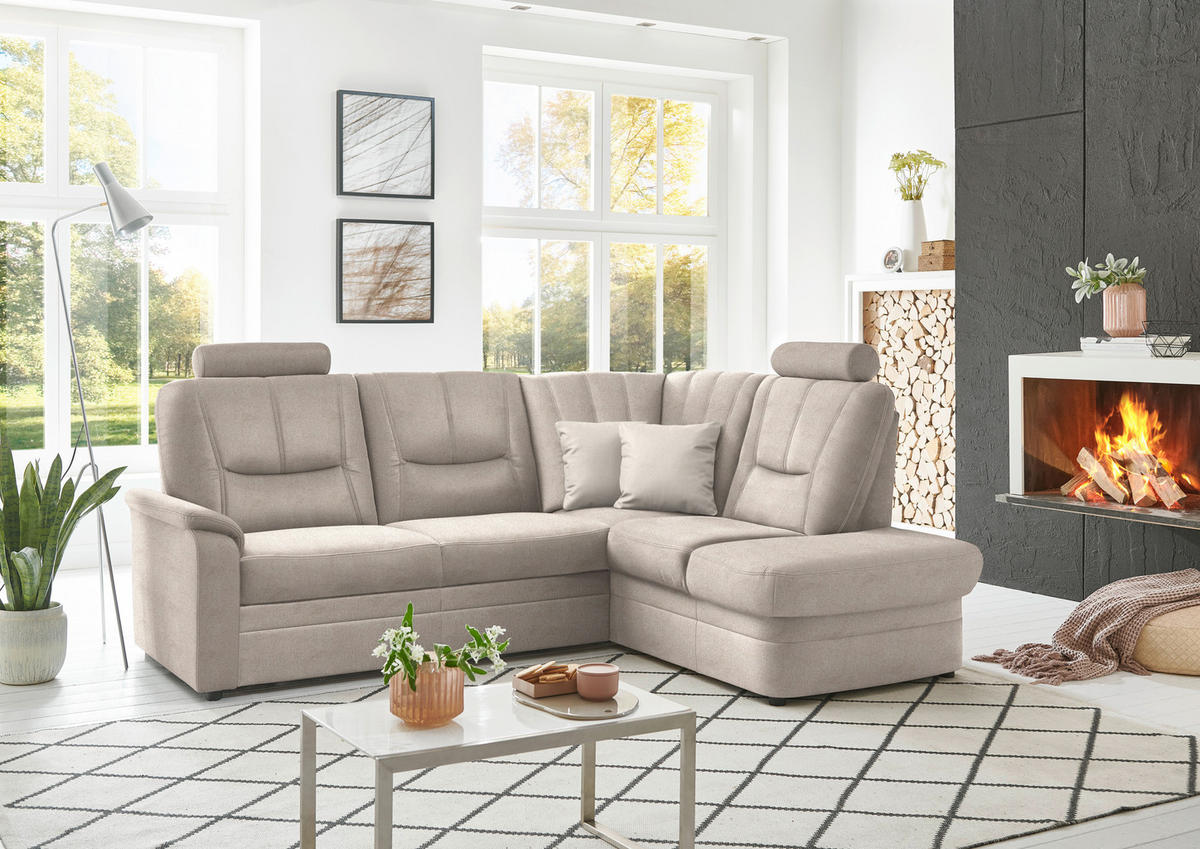 ECKSOFA  in Chenille Beige  235/185 cm  - Beige/Schwarz, KONVENTIONELL, Kunststoff/Textil (235/185cm) - Beldomo Comfort