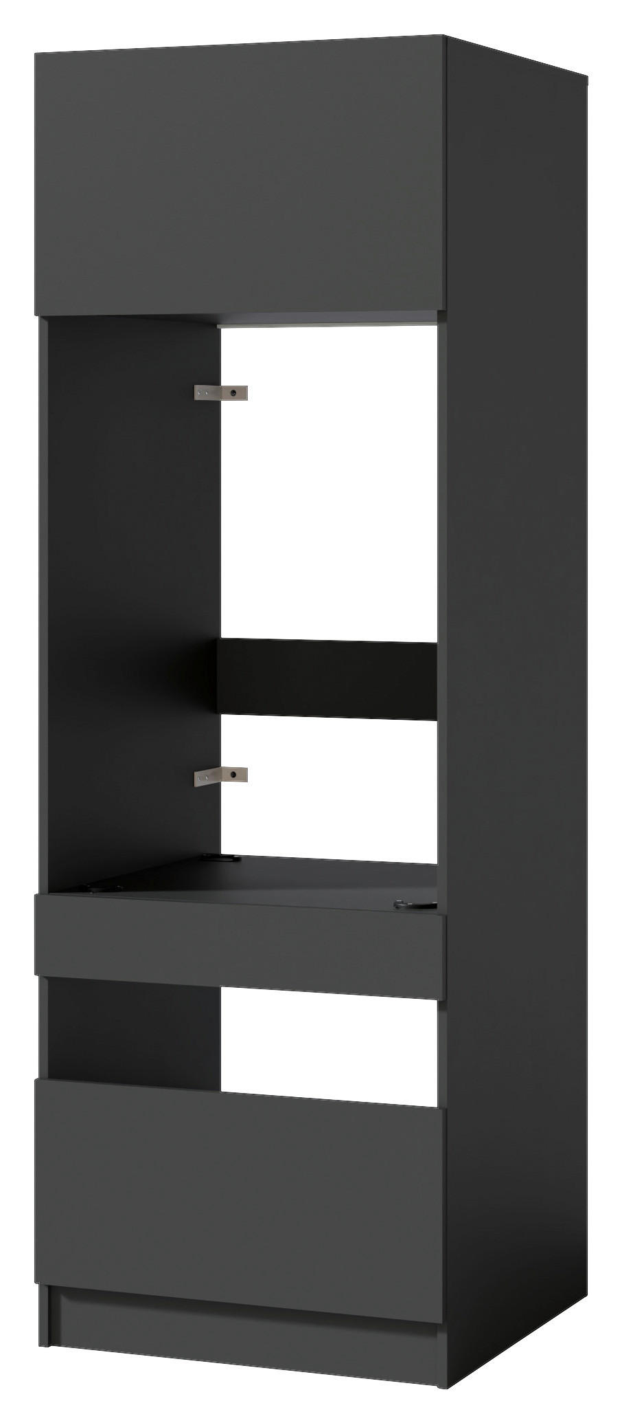 WASCHMASCHINENSCHRANK 68/200/68 cm  in Anthrazit  - Anthrazit/Schwarz, Design, Holzwerkstoff/Metall (68/200/68cm) - Milino