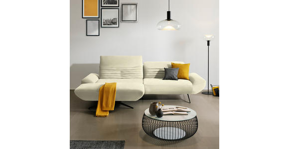 ECKSOFA  in Chenille Creme  170-195/280 cm  - Creme/Schwarz, Design, Textil/Metall (170-195/280cm) - Dieter Knoll