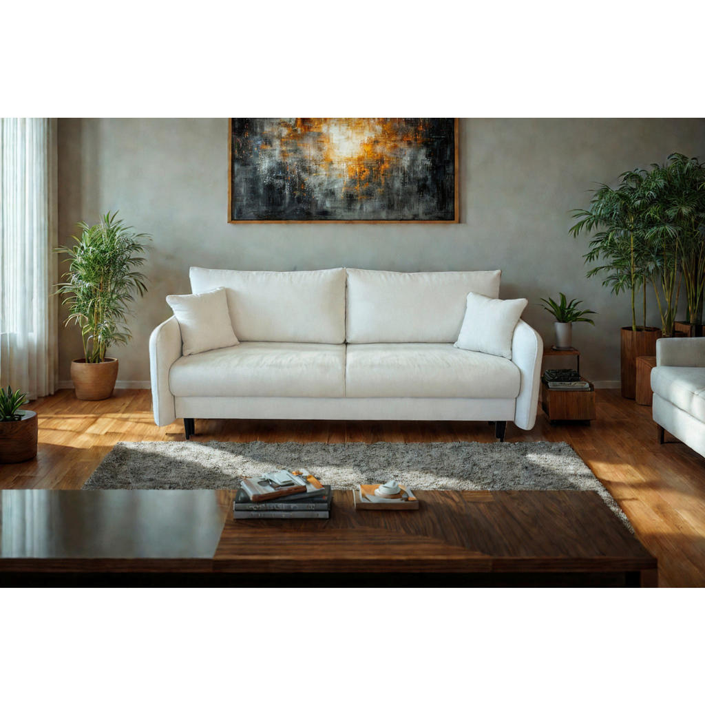 Thumbnail - Mid.you Schlafsofa, Weiß, Textil, 3-Sitzer, Füllung: Polyurethan (PUR),Polyurethan (Pur), 216x96x102 cm, Made in EU, Lie...