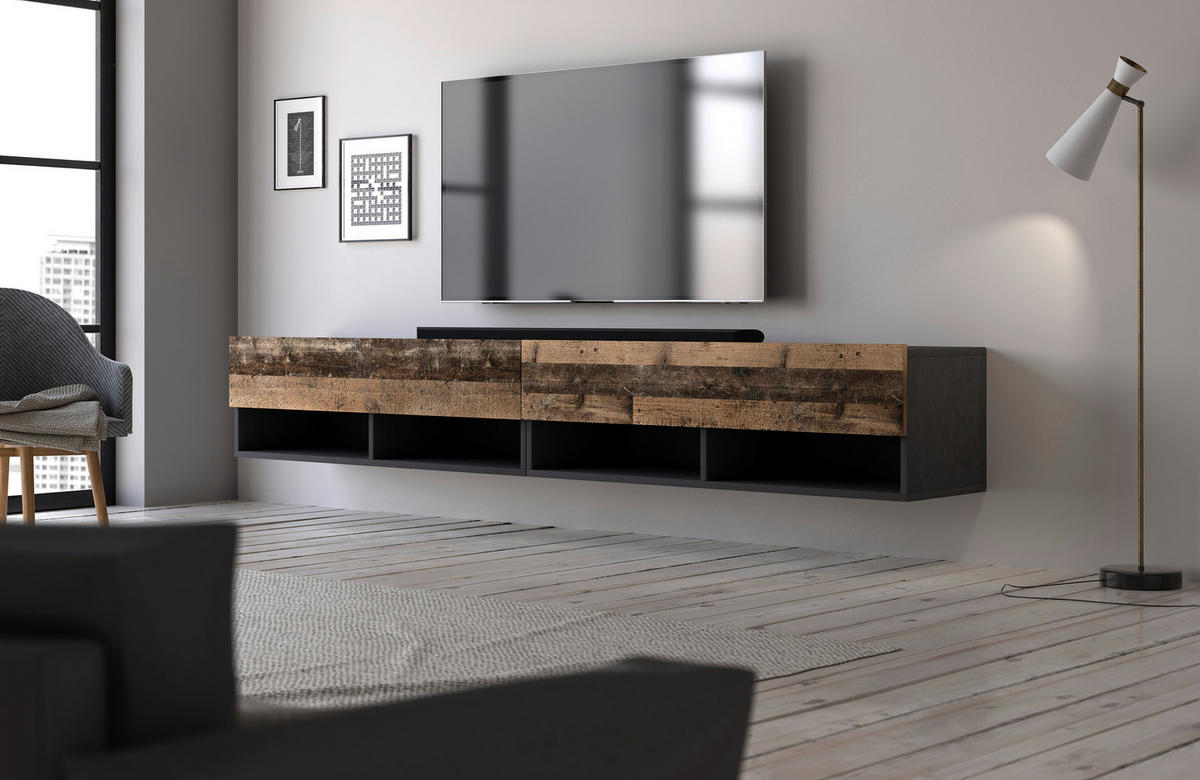 LOWBOARD DERBY  in 280/31,5/32,5 cm  - Alteiche/Dunkelgrau, Design, Holzwerkstoff (280/31,5/32,5cm) - Livetastic