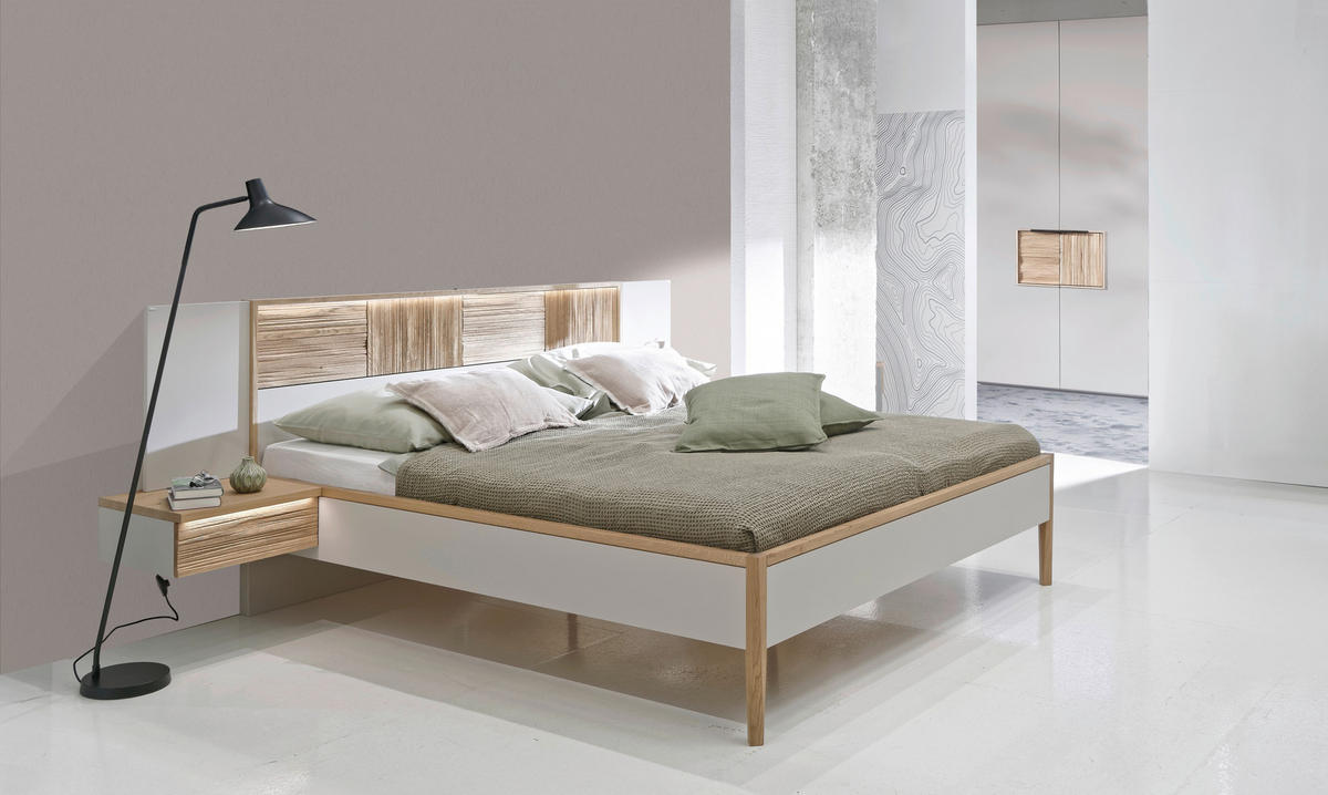 BETTANLAGE - Taupe/Wildeiche, Design, Holz (180/200cm) - Voglauer