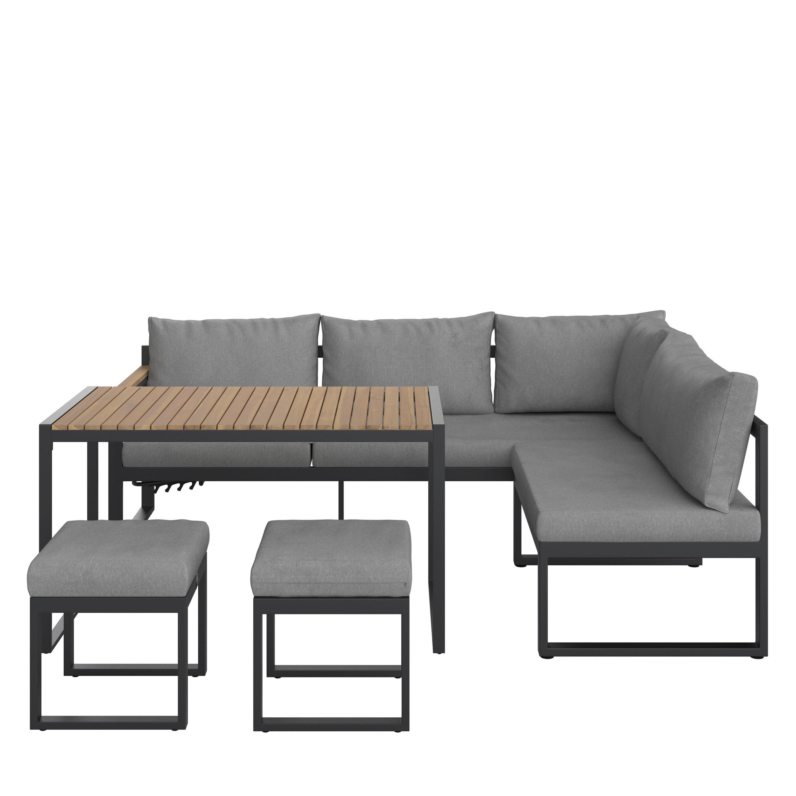 Thumbnail - Ambia Garden Gartengarnitur, Anthrazit, Grau, Akazie, Holz, Metall, Textil, Akazie, massiv, Füllung: Komfortschaum, 213x...