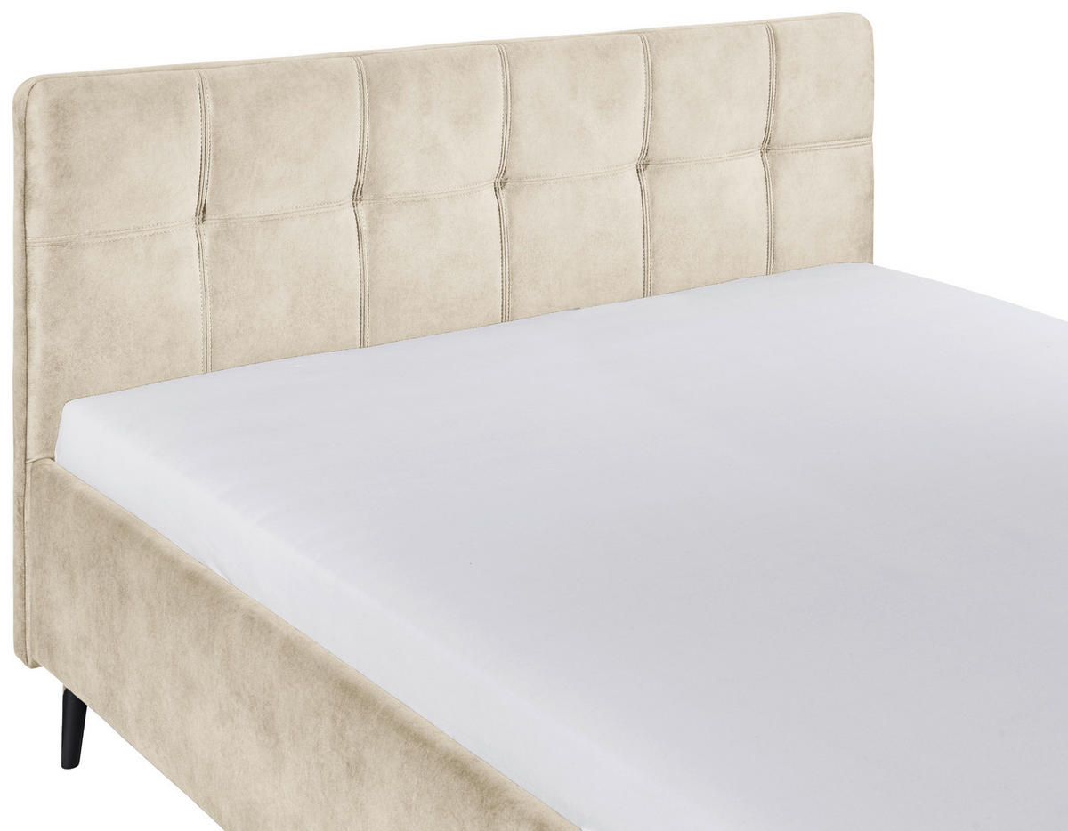 POLSTERBETT 180/200 cm  in Creme  - Creme/Schwarz, Basics, Holz/Holzwerkstoff (180/200cm) - MID.YOU