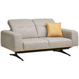 2-SITZER-SOFA in Struktur Beige  - Beige/Schwarz, Design, Holz/Textil (174/76-97/102cm) - Novel