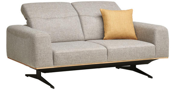 2-SITZER-SOFA in Struktur Beige  - Beige/Schwarz, Design, Holz/Textil (174/76-97/102cm) - Novel