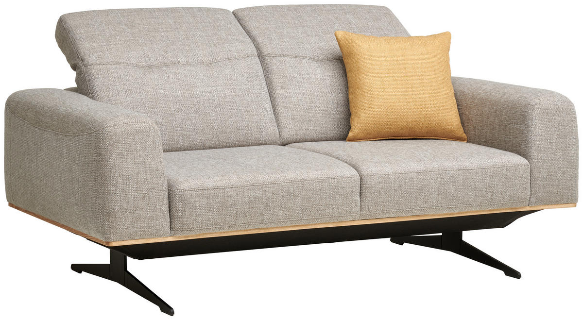 2-SITZER-SOFA in Struktur Beige  - Beige/Schwarz, Design, Holz/Textil (174/76-97/102cm) - Novel