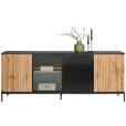 SIDEBOARD  in 205,8/81/38 cm  - Eiche Wotan/Schwarz, KONVENTIONELL, Glas/Holzwerkstoff (205,8/81/38cm) - Xora