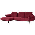 ECKSOFA in Echtleder Bordeaux  - Bordeaux/Schwarz, Natur, Leder (182/277cm) - Valnatura