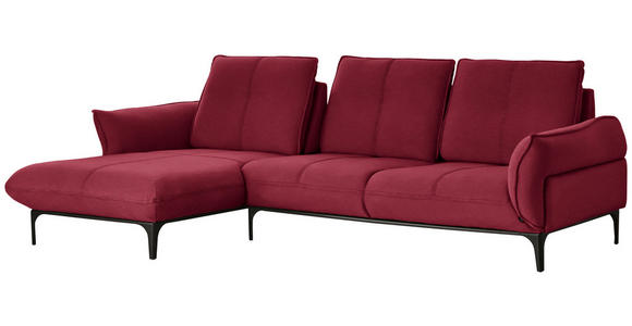 ECKSOFA in Echtleder Bordeaux  - Bordeaux/Schwarz, Natur, Leder (182/277cm) - Valnatura