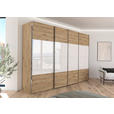 SCHWEBETÜRENSCHRANK  in Weiß, Eiche Artisan  - Chromfarben/Weiß, KONVENTIONELL, Glas/Holzwerkstoff (316/235/68cm) - Novel