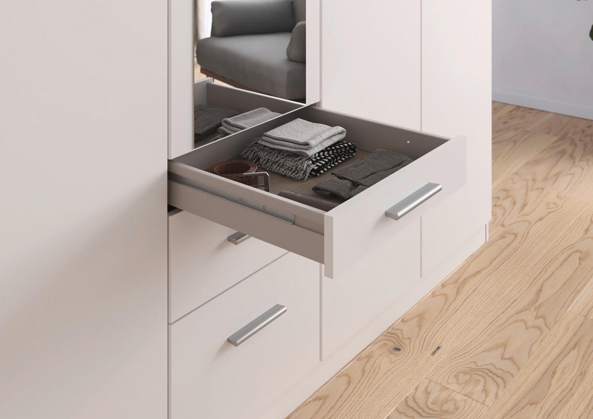 GARDEROB MED GÅNGJÄRN 226/229/54 cm 10-dörrar - vit/aluminiumfärg, Design, trämaterial/plast (226/229/54cm) - Rauch Möbel