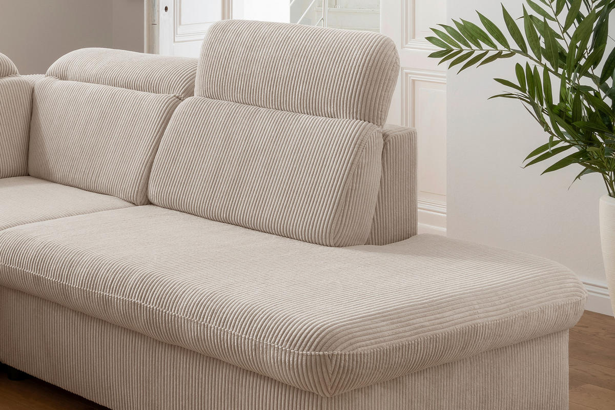 ECKSOFA in Cord Beige  - Chromfarben/Beige, Design, Textil/Metall (283/228cm) - Livetastic