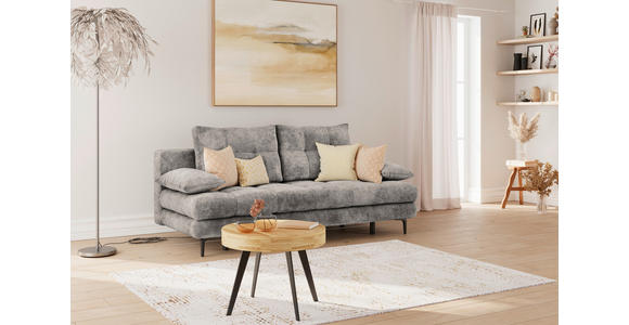 SCHLAFSOFA Chenille Grau Rückenkissen, Armlehnenkissen, Bettkasten, Schlaffunktion, Rücken echt  - Schwarz/Grau, KONVENTIONELL, Textil/Metall (203/94/96cm) - Carryhome