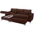 ECKSOFA Dunkelbraun Cord  - Dunkelbraun/Schwarz, KONVENTIONELL, Textil/Metall (150/240cm) - Carryhome