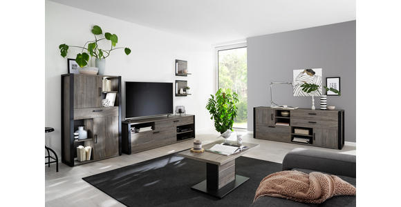 TV-ELEMENT 180/56/43 cm - Eichefarben/Anthrazit, MODERN, Holzwerkstoff/Metall (180/56/43cm) - Hom`in