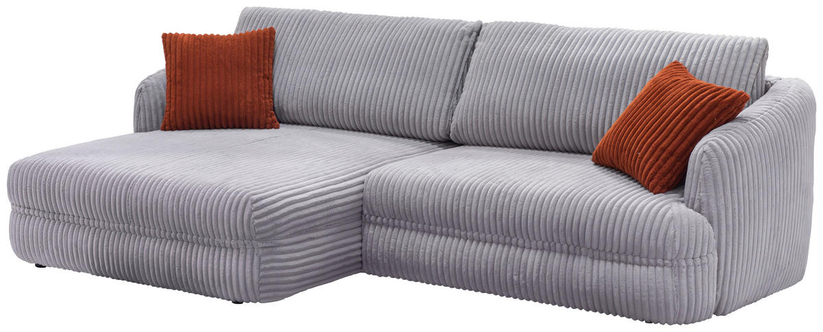 ECKSOFA LUSH Grau Cord  - Terracotta/Schwarz, Design, Kunststoff/Textil (161/284cm) - Livetastic