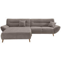 ECKSOFA Taupe Bouclé  - Taupe/Wildeiche, KONVENTIONELL, Holz/Textil (166cm) - MID.YOU