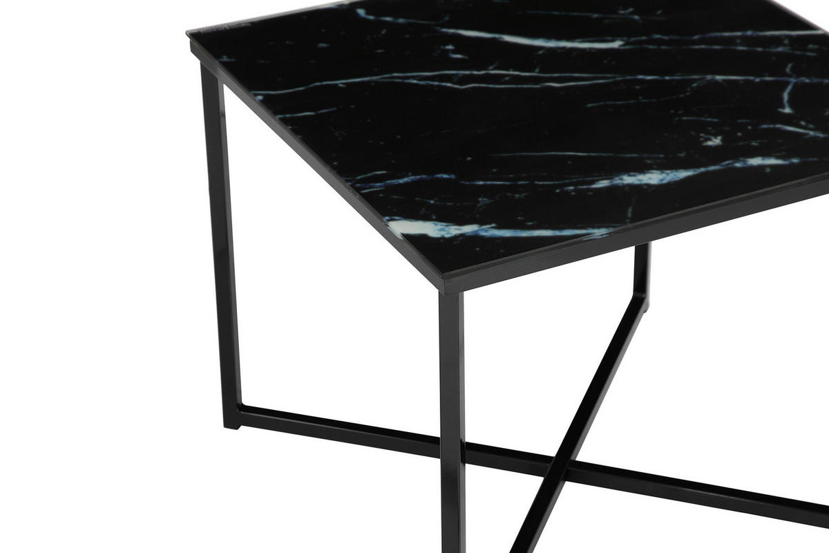 BEISTELLTISCH 50/50/42 cm Schwarz quadratisch  - Schwarz, Design, Glas/Metall (50/50/42cm) - Livetastic