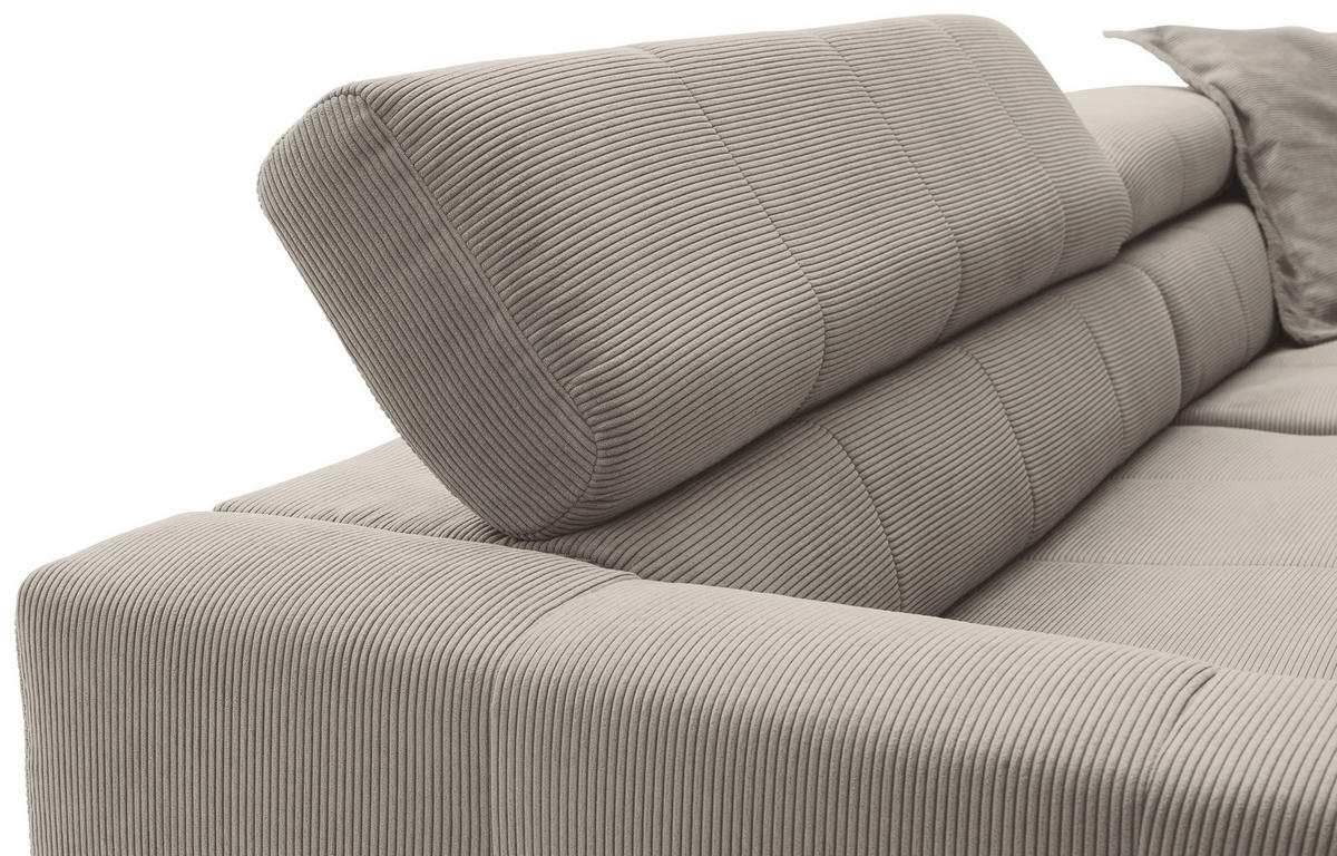 ECKSOFA in Feincord Sandfarben  - Sandfarben/Schwarz, Konventionell, Textil/Metall (311/219cm) - Hom`in