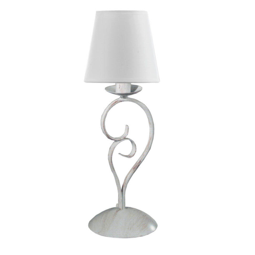 NACHTTISCHLEUCHTE 15/50 cm   - Weiß, KONVENTIONELL, Textil/Metall (15/50cm)