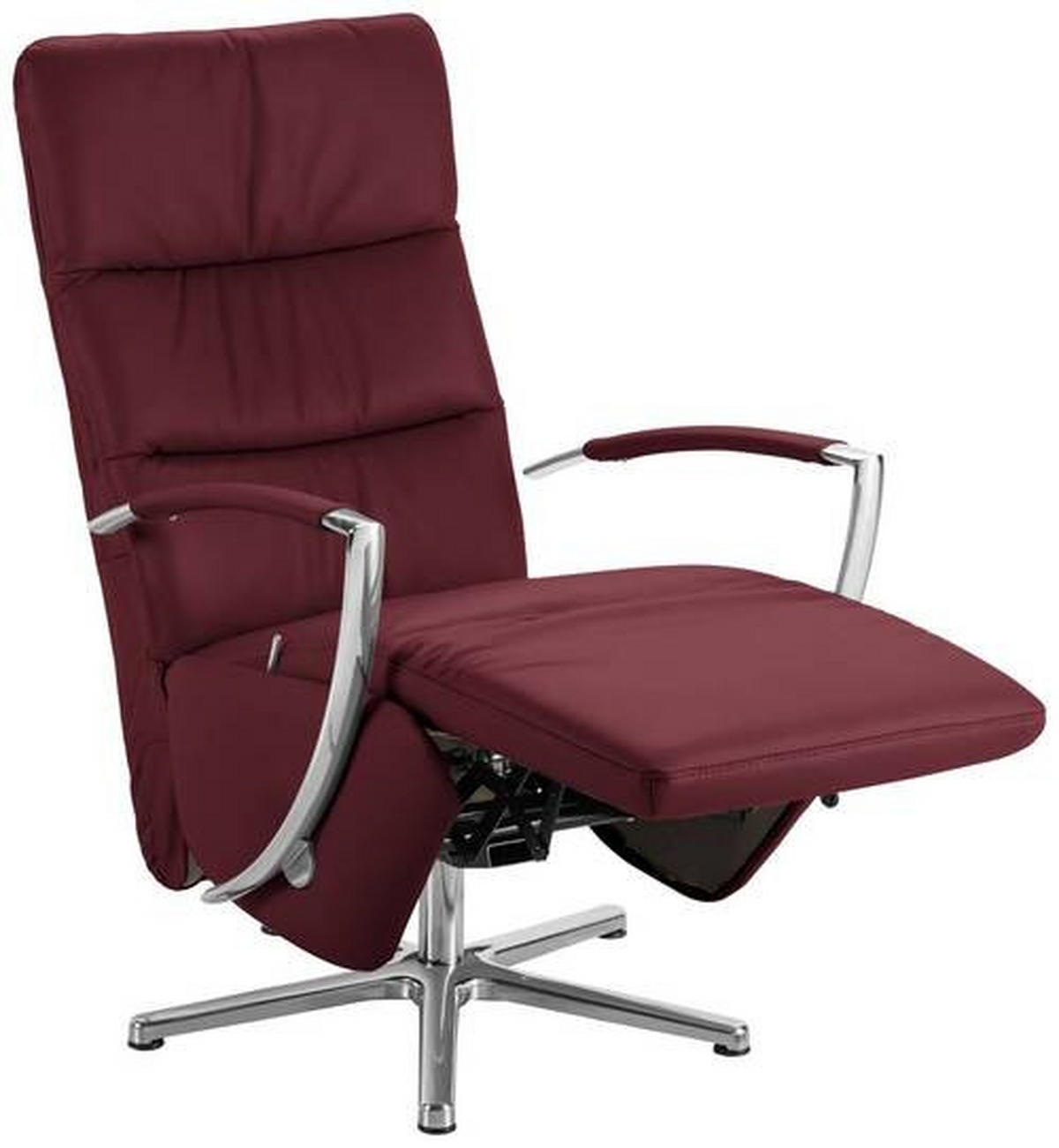 RELAXSESSEL in Leder Weinrot  - Chromfarben/Weinrot, Design, Leder/Metall (64/112/80cm) - Cantus