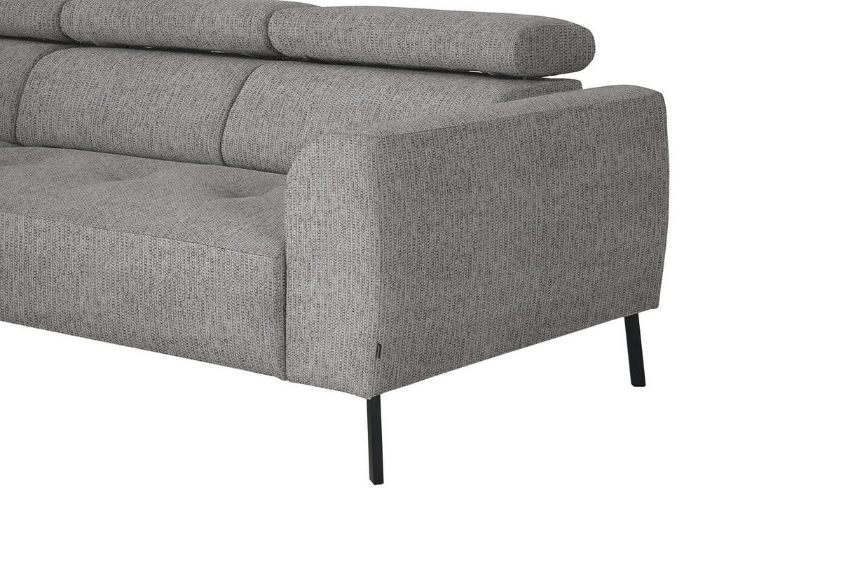ECKSOFA in Webstoff Taupe  - Taupe/Schwarz, Design, Textil/Metall (205/280cm) - MID.YOU