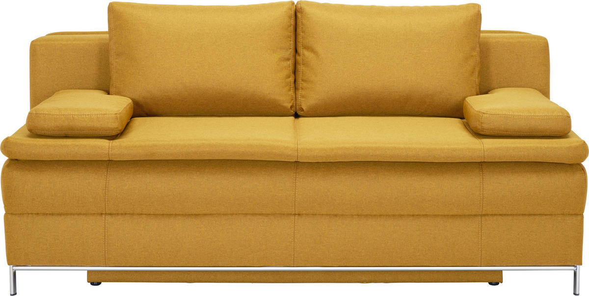 BOXSPRING SOFA tekstil  žuta    - boje kroma/žuta, Design, tekstil/metal (200/93/107cm) - Novel