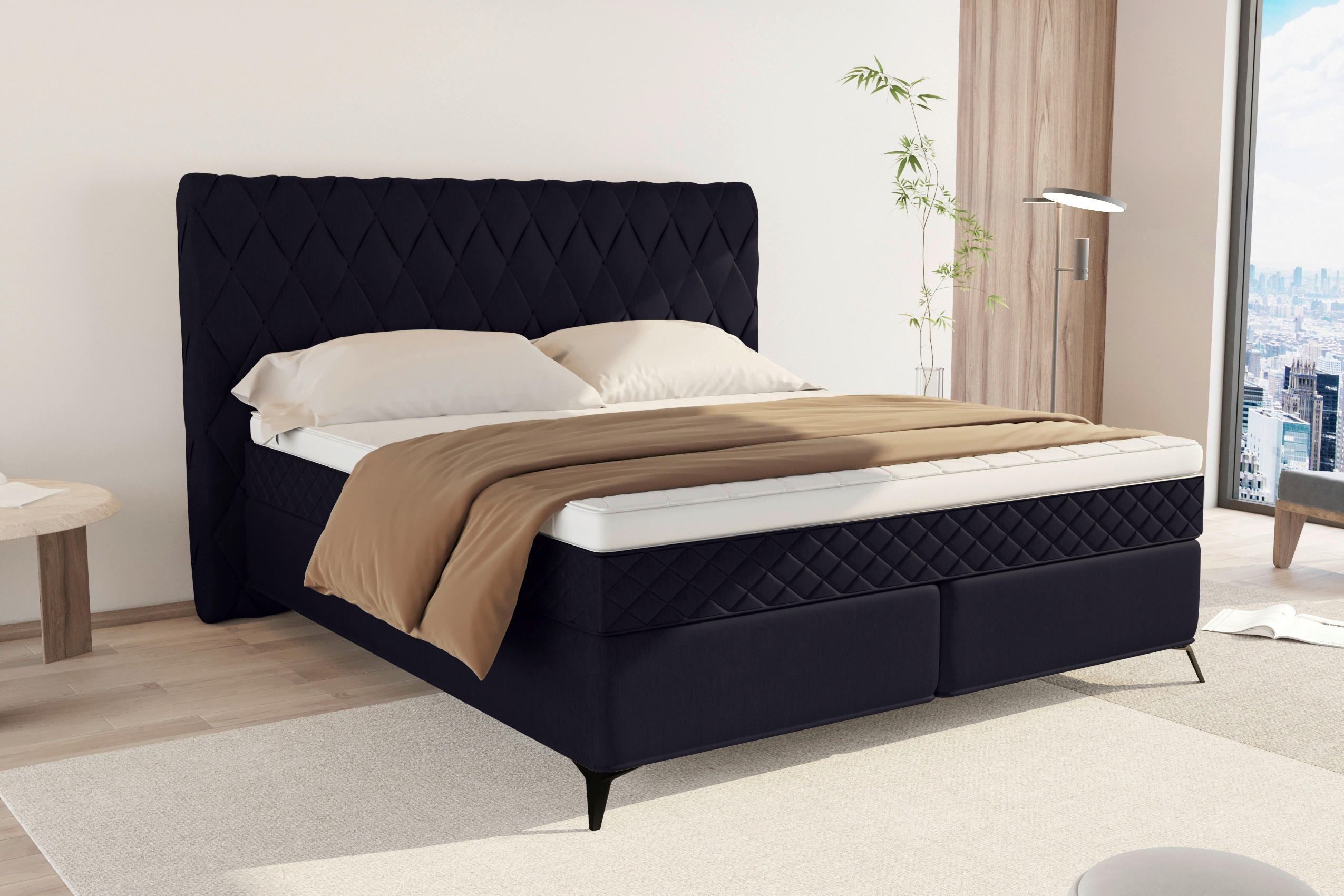 BOXSPRINGBETT 180/200 cm  in Schwarz  - Schwarz, Design, Textil/Metall (180/200cm) - Boxxx