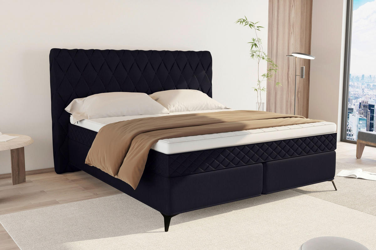 BOXSPRINGBETT 140/200 cm  in Schwarz  - Schwarz, Design, Textil/Metall (140/200cm) - Boxxx