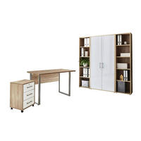BÜRO erweiterbar, abschließbar Sonoma Eiche, Weiß Hochglanz - Weiß Hochglanz/Sonoma Eiche, MODERN, Holzwerkstoff/Metall - MID.YOU