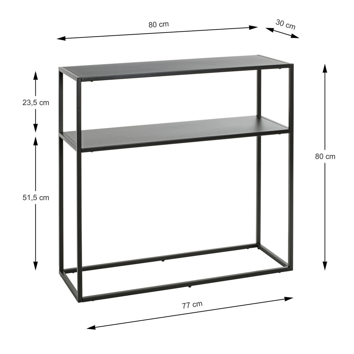 HAKU Möbel Konsolentisch Metall schwarz 100,0 x 30,0 x 80,0 cm ++ büroplus