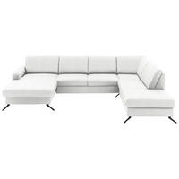 WOHNLANDSCHAFT in Echtleder Weiss  - Weiss/Schwarz, Design, Leder/Metall (165/339/233cm) - Beldomo Premium