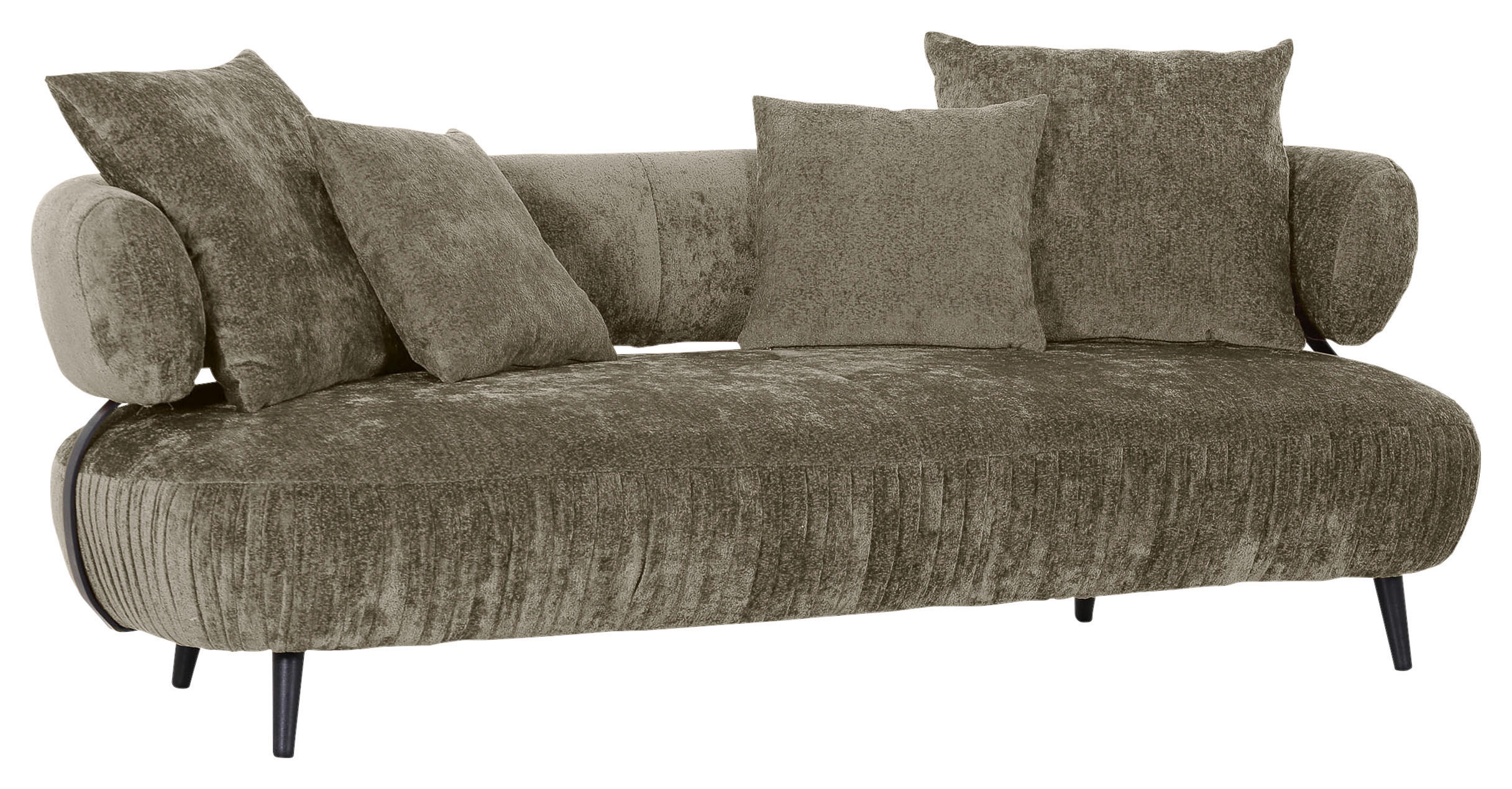BIGSOFA in Chenille Taupe - Taupe/Schwarz, Design, Holz/Textil (245/85/110cm) - Landscape