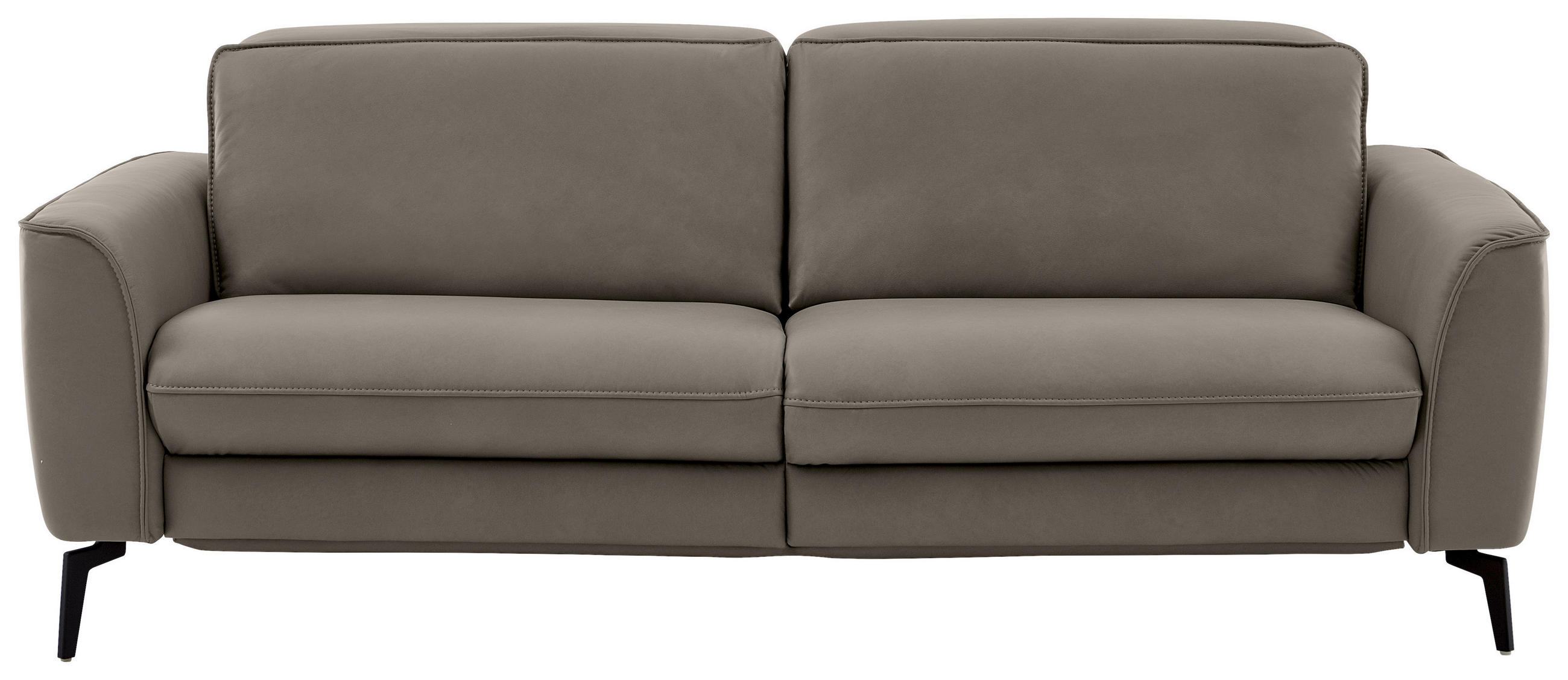 3-SITZER-SOFA in Leder Grau  - Schwarz/Grau, Natur, Leder/Metall (222/81/110cm) - Valdera
