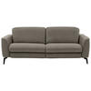3-SITZER-SOFA in Echtleder Grau  - Schwarz/Grau, Natur, Leder/Metall (222/81/110cm) - Valdera