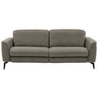 3-SITZER-SOFA in Echtleder Grau  - Schwarz/Grau, Natur, Leder/Metall (222/81/110cm) - Valdera