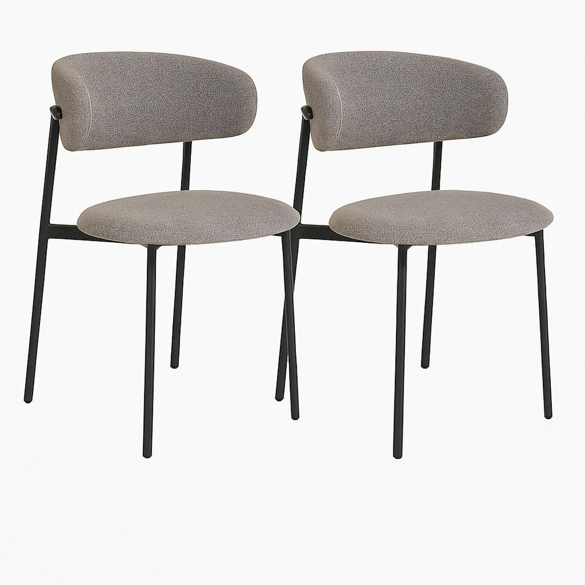 STUHL-SET 2 Stück , , Bouclé  - Hellgrau/Schwarz, MODERN, Textil/Metall (55/79,5/59cm) - MID.YOU