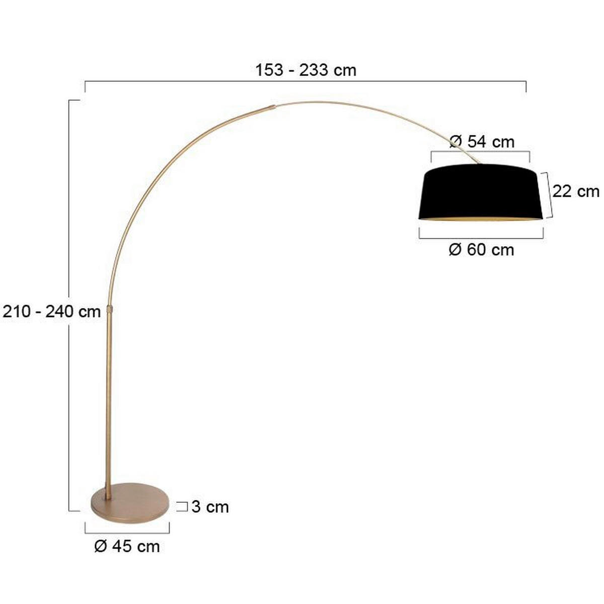 STEHLEUCHTE - Schwarz/Bronzefarben, Trend, Textil (50/240/230cm)
