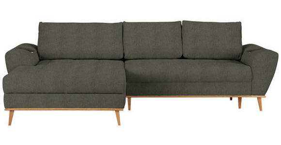 ECKSOFA in Webstoff Grün  - Eichefarben/Grün, Design, Holz/Textil (175/282cm) - Carryhome