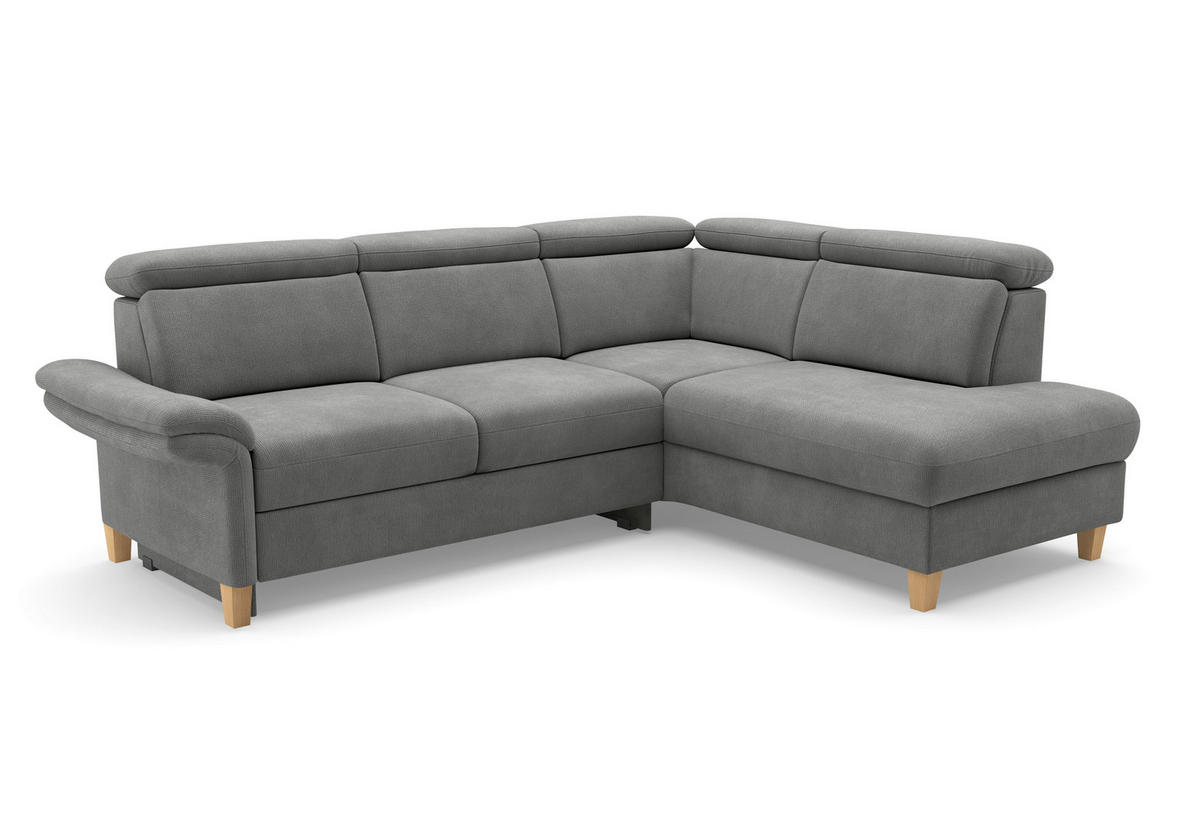 ECKSOFA GLENDALE E Grau Flachgewebe  - Eichefarben/Grau, KONVENTIONELL, Holz/Textil (247/193cm) - Sit & More