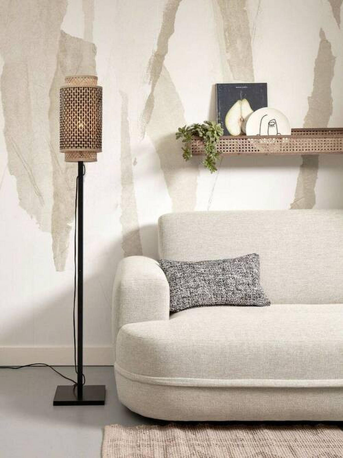 STEHLEUCHTE 20/145 cm    - Schwarz/Naturfarben, Trend, Holz (20/145cm) - Good & Mojo
