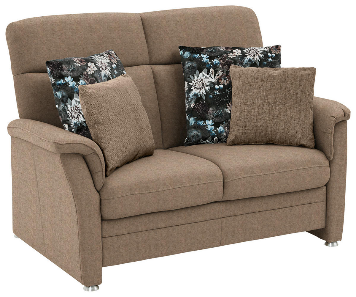 2-SITZER-SOFA  in Flachgewebe Hellbraun  - Hellbraun/Alufarben, KONVENTIONELL, Textil/Metall (142/100/89cm) - Beldomo Comfort