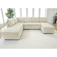 WOHNLANDSCHAFT in Cord Beige  - Beige/Schwarz, Design, Kunststoff/Textil (212/297/155cm) - MID.YOU