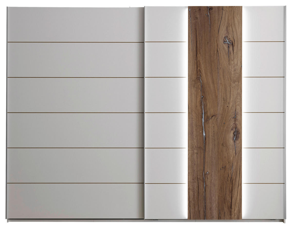 ORMAR ZA ODEĆU bela, boja hrasta  270/210/60 cm  - boja aluminijuma/boja hrasta, Moderno, metal/pločasti materijal (270/210/60cm) - Carryhome
