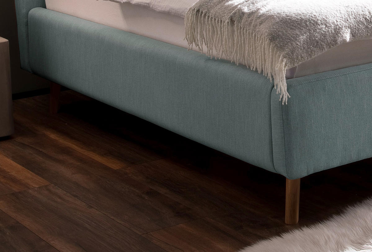 POLSTERBETT 160/200 cm  in Blau  - Blau/Eichefarben, Konventionell, Holz/Textil (160/200cm) - Boxxx